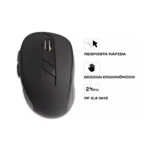 Mouse Óptico Sem Fio KP-MU401 1600 DPI 6 Botões Conexão RF 2.4GHz Alta Precisão Design Ergonômico Compatível Notebook Computador - Imagem 3