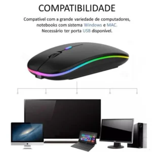 Mouse Sem Fio Sem Fio Mouse Óptico, Recarregável, RGB, USB, 2.4GHz - Imagem 4