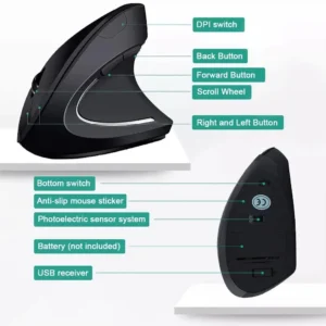Mouse Ergonômico Vertical 2.4GHz Mouse Óptico Sem Fio 3 Ajustável - Imagem 4