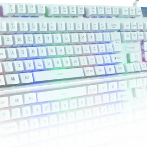 Teclado Gamer Semi Mecânico Usb E Iluminação Led Rgb Branco Português Brasil - Imagem 1