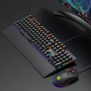 Kit Teclado E Mouse Mecânico Dpi 7200 Abnt2 Gamer Luz Led Rgb Switch Red Usb Mouse Pad Para Computador Pc Bk-06 - Imagem 5