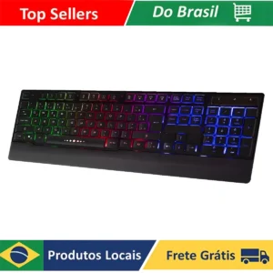 Teclado Gamer Semi Mecanico Led Rgb Tecla Ghost Luminoso Abnt2 Português Brasil Usb Preto Wb100 Luuk Young - Imagem 1