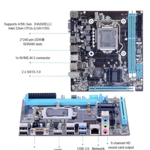M-ATX H81 Motherboard Intel LGA 1150 i3 i5 i7 E3 DDR3 1333/1600MHz 16GB M.2 SATA3 USB3.0 Mainboard VGA DVI HDMI-Compatível - Imagem 3