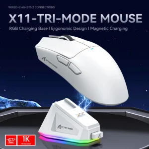 X11 Attack Shark Gaming Mouse Sem Fio 1K Hz PAW3311 Macro Magnético RGB Carregador de encaixe para jogos - Imagem 2