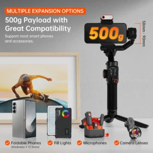 Hohem Gimbal iSteady M7 2025 novo estabilizador de telefone celular de 3 eixos com luz de preenchimento magnética AI, bastão de selfie telescópico, gravação de vídeo - Imagem 5