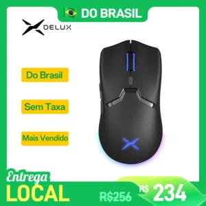 Delux M800 RGB Mouse para jogos sem fio Bluetooth PAW3395 26000DPI Ratos recarregáveis ergonômicos programáveis para PC laptop Gamer - Imagem 1