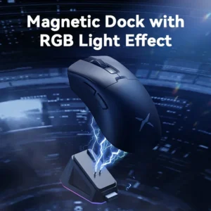 Delux m900pro mouse para jogos sem fio ergonômico 8k taxa de pesquisa paw3395 63g doca de carregamento rgb magnético para mão direita grande pc gamer - Imagem 2