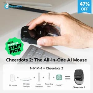 Cheerdots 2 tudo-em-um habilitado mouse destacável air mouse sem fio touchpad bolso sem fio ai gravação controle chatgpt escritório - Imagem 4