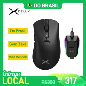 Delux M900 PRO Mouse Gamer Sem Fio com Taxa de Polling de 8K, Sensor PAW3395, Dock de Carregamento RGB, Design Ergonômico, 63g Leve para Mãos Grandes Destro para PC e Notebook - Imagem 1