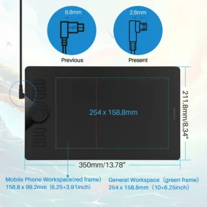 mesa digitalizadora Huion hs610 gráficos tablet 10x6.25 Polegada desenho tablet digital bateria-livre stylus 8192 níveis de pressão suporte android telefone windows macos pc - Imagem 5