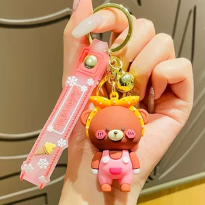 Moda bonito dos desenhos animados animal chaveiro pingente ornamento do carro net par vermelho urso marrom pingente frete grátis - Imagem 6