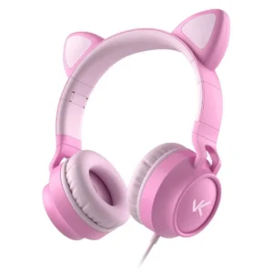 FONE HEADSET KITTY EAR - ORELHA DE GATO ROSA COM MICROFONE CABO 1.2M PLUG P2 ESTEREO P3 - KE120R - Imagem 2