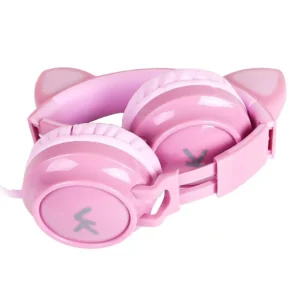 FONE HEADSET KITTY EAR - ORELHA DE GATO ROSA COM MICROFONE CABO 1.2M PLUG P2 ESTEREO P3 - KE120R - Imagem 4