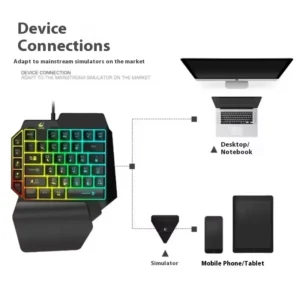Teclado Gamer Uma Mão RGB Semi Mecânico Ergonômico USB Antighosting para PC Xbox Celular - Imagem 4